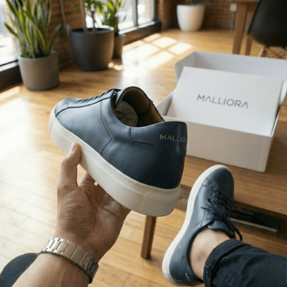 Sneaker in pelle pieno fiore Malliora - Blu scuro - MallioraMALPL193456BS0140