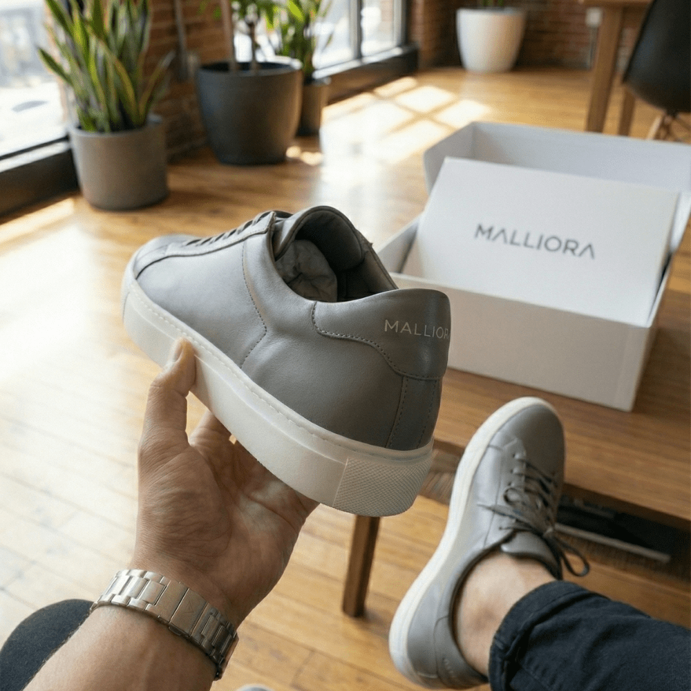 Sneaker Malliora in pelle pieno fiore - Grigio - MallioraMALPL193456GR0140