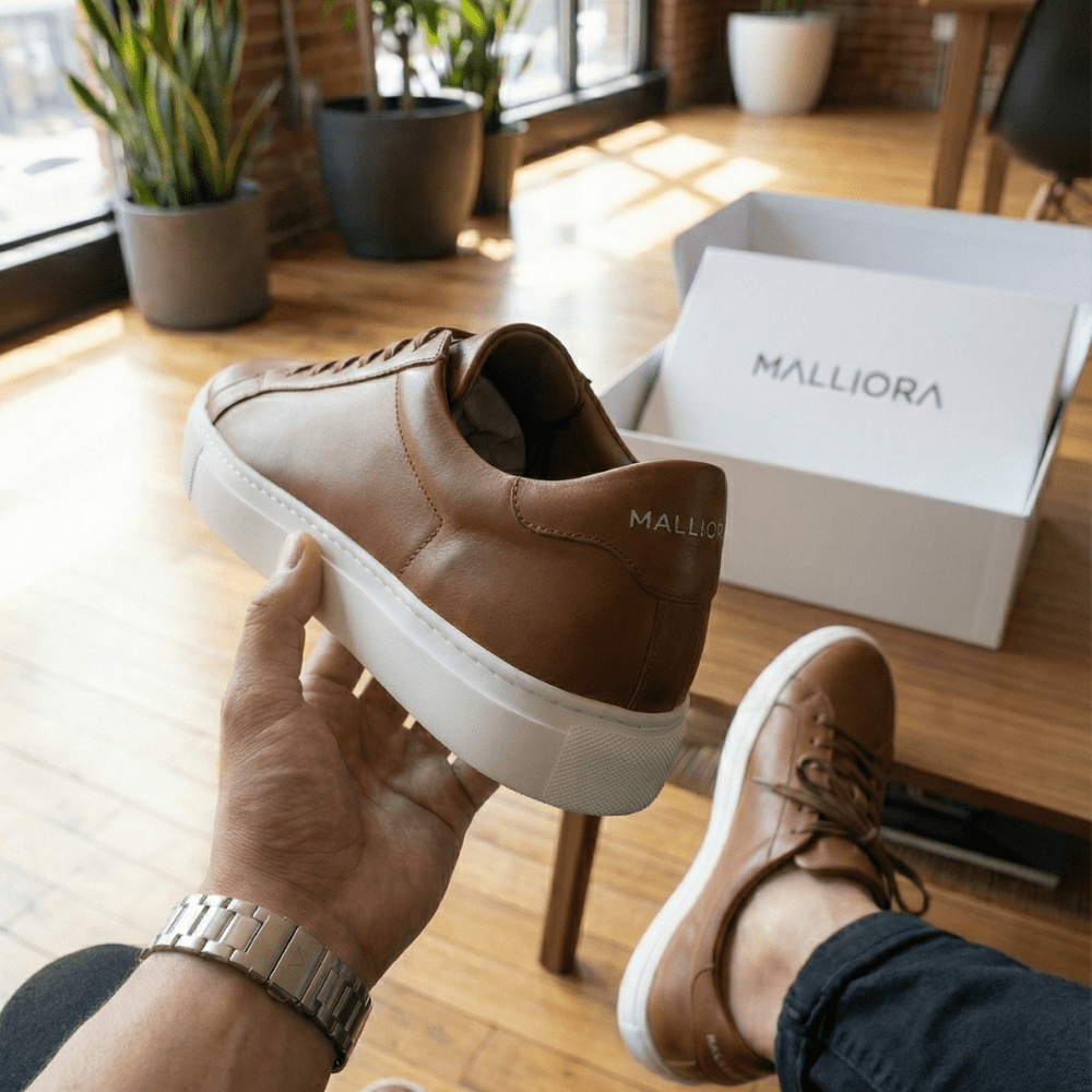 Sneaker Malliora in pelle pieno fiore - Marrone - MallioraMALPL193456MR0140