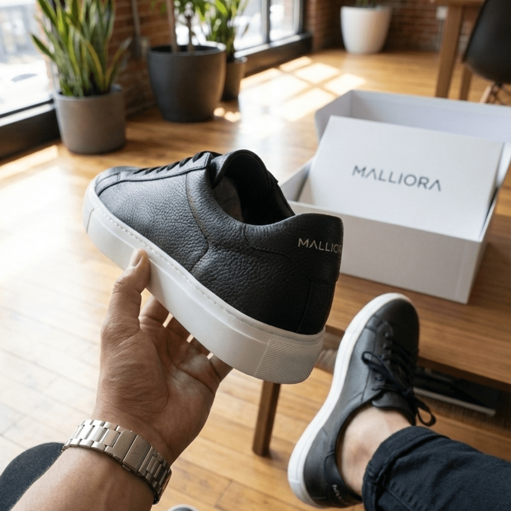 Sneaker Malliora in pelle pieno fiore - Nero - MallioraMALPL193456NR0140