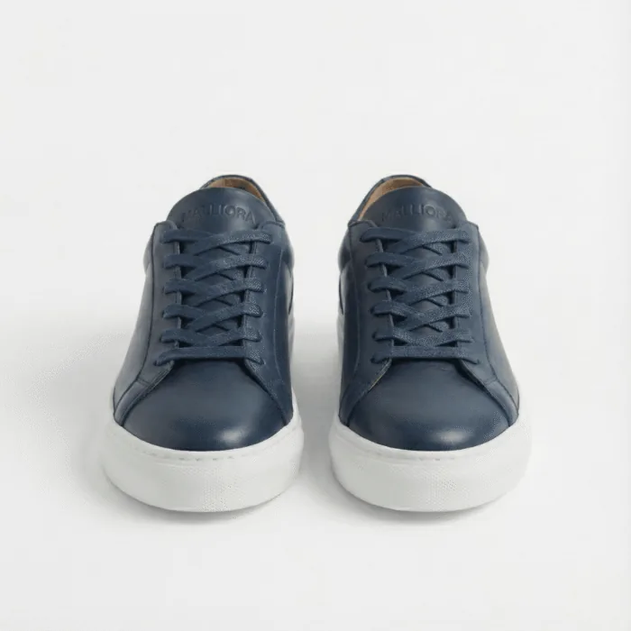 Sneaker in pelle pieno fiore Malliora - Blu scuro
