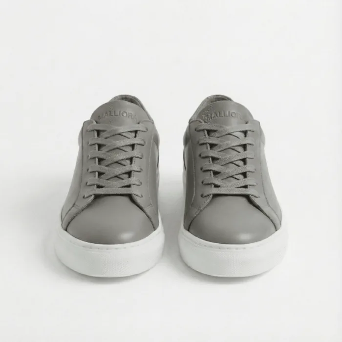 Sneaker Malliora in pelle pieno fiore - Grigio