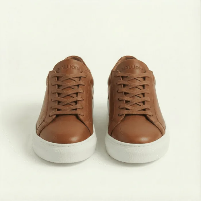 Sneaker Malliora in pelle pieno fiore - Marrone